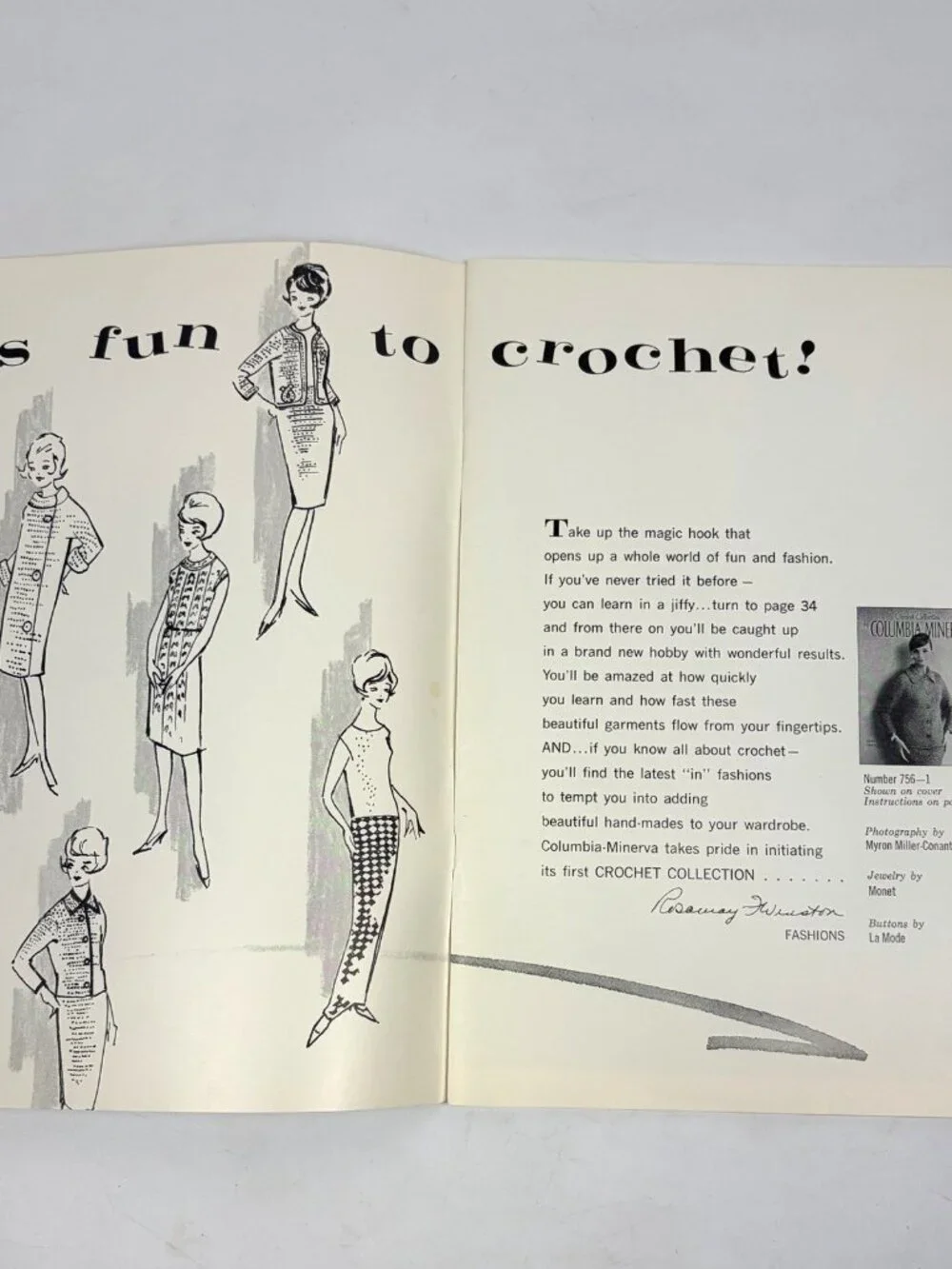 Vtg 60s Columbia Minerva Crochet Collection Pattern Book 756 Sweater Dress Suit